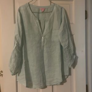 Linen blouse sz large beautiful color made by Lilly Pulitzer